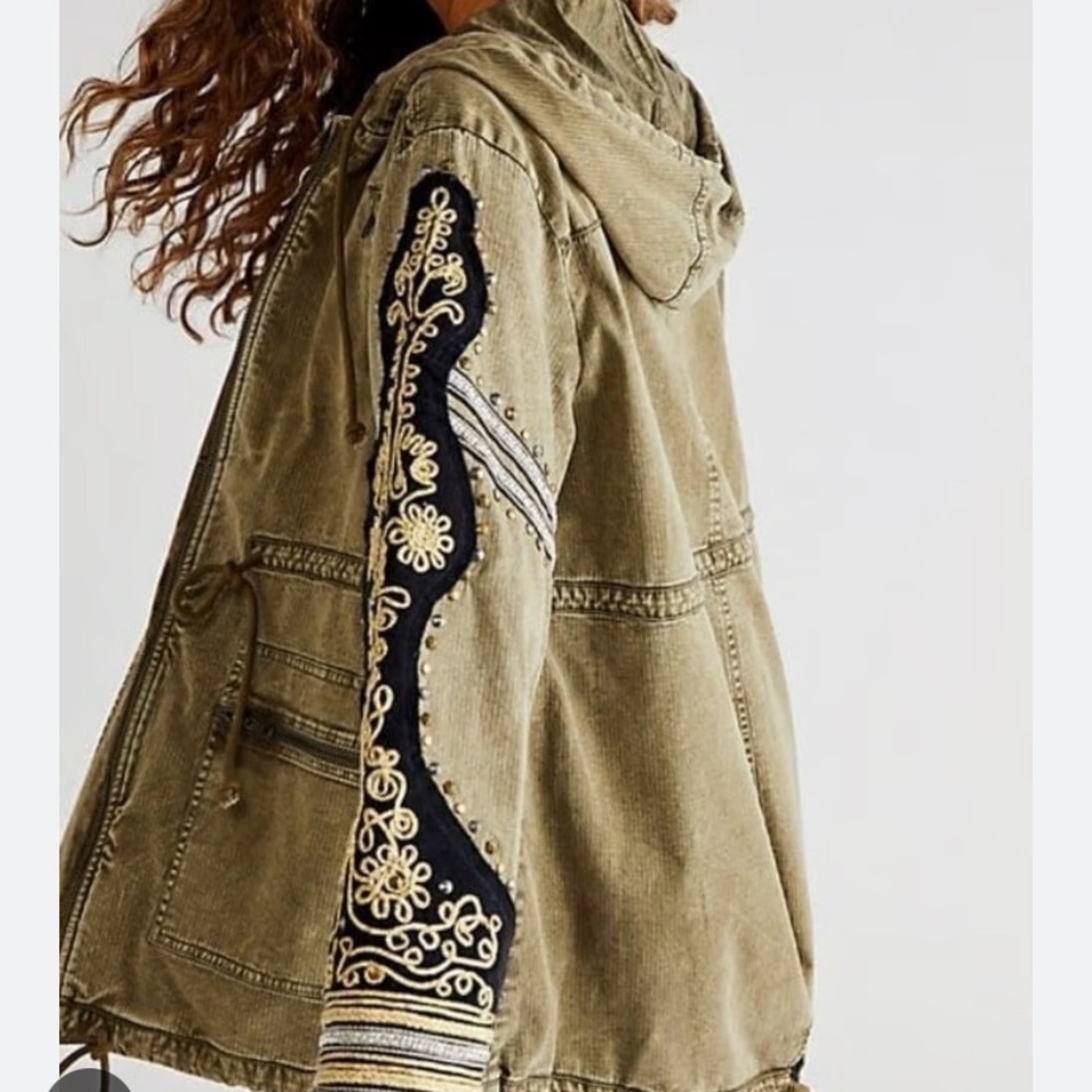 Free people golden quill army utility jacket